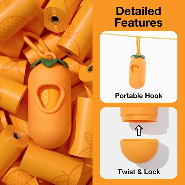 Alt view image 2 of 7 - Dog Poop Bag Dispenser with Citrus Scented Waste Bags, 105 Counts | Leak Proof, Extra Thick and Large Pet Poop Bags for Walking Dog and Cats Litter