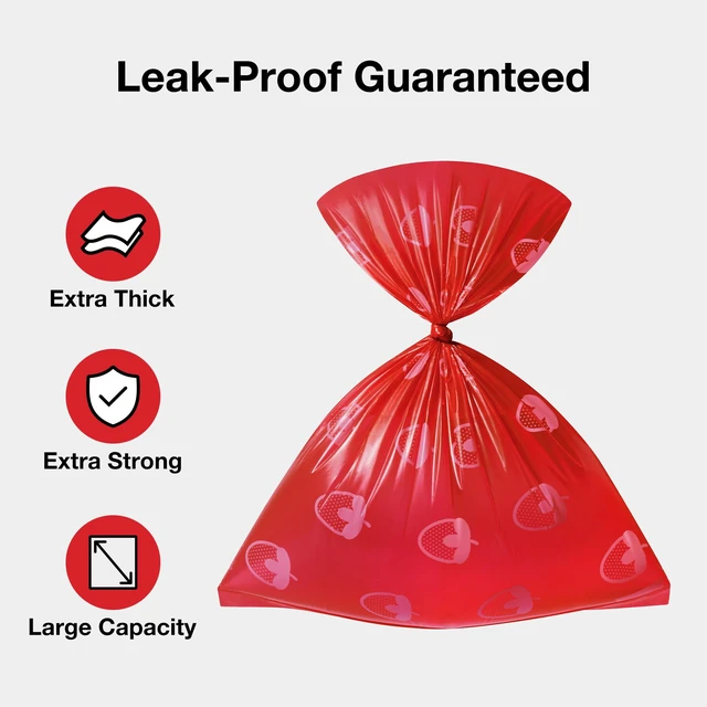 Alt view image 5 of 7 - Dog Poop Bag Dispenser with Strawberry Scented Bags, 105 Counts | Leak Proof and Extra Thick Pet Waste Bags, 1 Poop Bag Holder and 7 Rolls for Dog Walking and Cats Litter