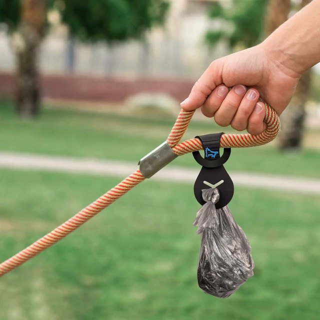Alt view image 5 of 7 - Dog Poop Bag Holder for Leash Waste Bag Carrier Dog Poop Bag Dispenser for Walking Running Bicycle Accessory 4 pieces (Black)