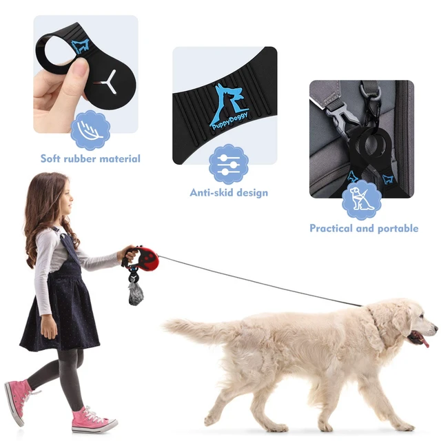 Alt view image 4 of 7 - Dog Poop Bag Holder for Leash Waste Bag Carrier Dog Poop Bag Dispenser for Walking Running Bicycle Accessory 4 pieces (Black)