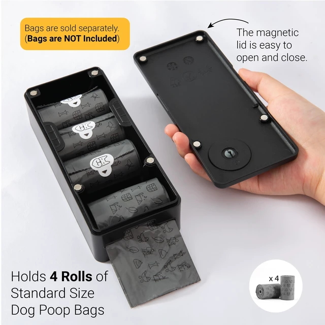 Alt view image 4 of 6 - Dog Poop Bag Dispenser, Wall Mount Pet Waste Bag Dispenser Station | Weatherproof Outdoor or Indoor Bag Holder, Easy to Refill Magnetic Cover (Black, Dispenser only)