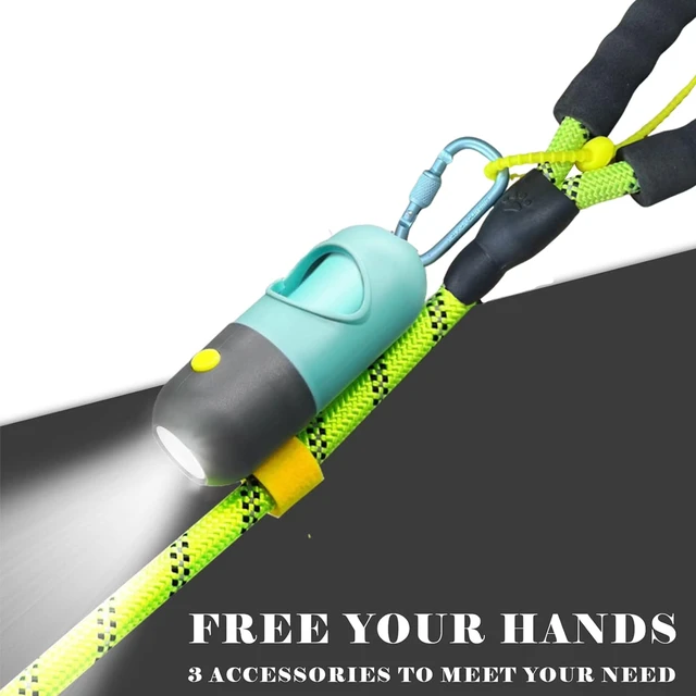 Alt view image 2 of 6 - Dog Poop Bag Holder Dispenser with LED Flashlight(Crystal Blue) | 100ft Ultra-Bright LED|Glow-in-the-Dark Avacado Clip|Metal Carabiner&Silicone Tether|15 Leak-Proof Scented Waste Bags