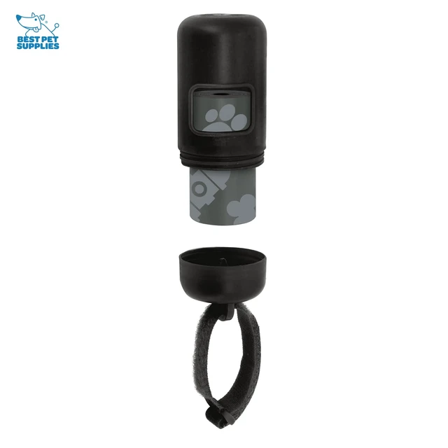 Alt view image 2 of 5 - Dog Poop Bag Holder Leash Attachment with Reusable Dispenser for Travel, Walking, Park, and Outdoor Use, Durable with Clip-On - Black, Pack of 2, Plastic Dispenser w/30 Bags