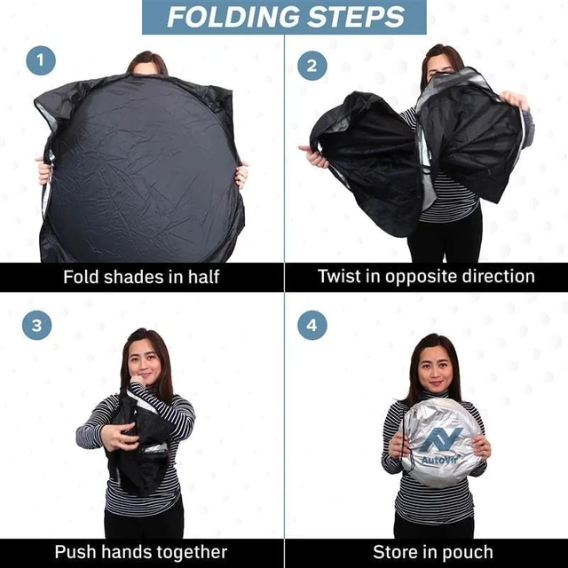 Alt view image 6 of 6 - Windshield Sun Shade, Foldable Car Window Shades, 280T Visor Shade | 280T Thickened Reflective Fabric Blocks UV & Heat, Foldable Design, Storage Bag Incl., Fits Sedans, SUVs & Trucks, 64x32