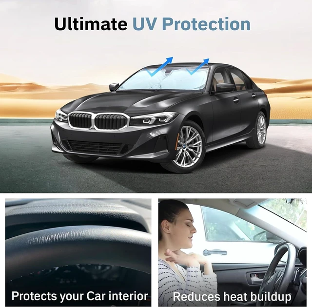 Alt view image 5 of 6 - Windshield Sun Shade, Foldable Car Window Shades, 280T Visor Shade | 280T Thickened Reflective Fabric Blocks UV & Heat, Foldable Design, Storage Bag Incl., Fits Sedans, SUVs & Trucks, 64x32