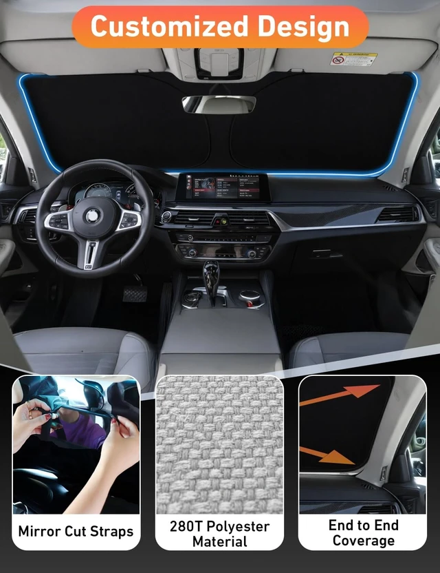 Alt view image 3 of 7 - Windshield Sunshade Compatible for Toyota RAV4 2019-2024 2025 2026 | SR, SR5, TRD Sport, TRD Off-Road, Limited, TRD Pro Sun Visor for Front Window Sun Shade Cover, UV Blocker, Car Accessories