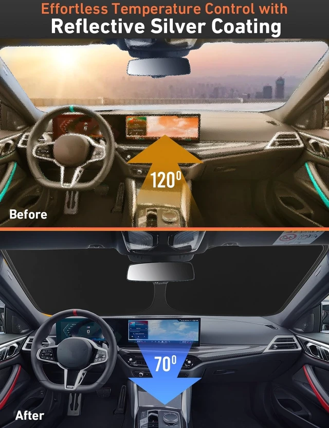 Alt view image 4 of 7 - Windshield Sunshade Compatible for Toyota RAV4 2019-2024 2025 2026 | SR, SR5, TRD Sport, TRD Off-Road, Limited, TRD Pro Sun Visor for Front Window Sun Shade Cover, UV Blocker, Car Accessories