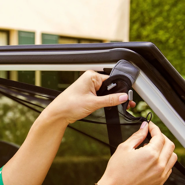 Alt view image 4 of 7 - Brica Magnetic Stretch-to-Fit Car Window Shades, Black, 1 Pack