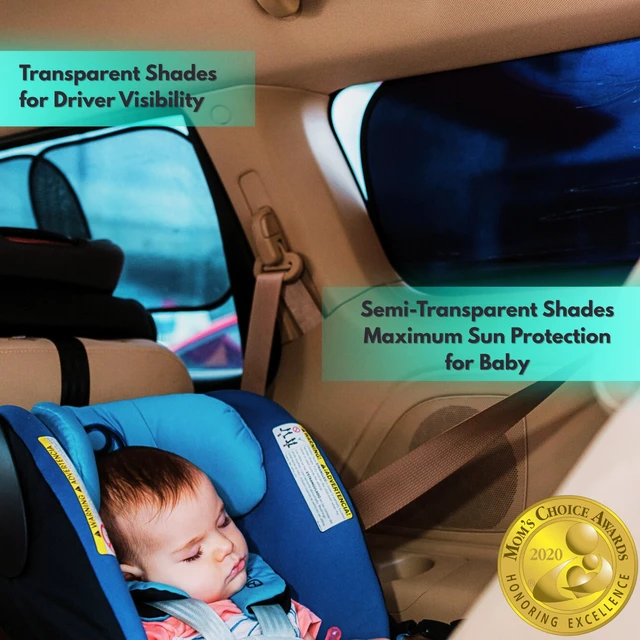Alt view image 2 of 7 - Car Window Shades - Certified 99.79% UVA & 99.95% UVB Sun Protection | Award winning car sun shade side windows.4 Pack (2 Transparency options) 20" x 12" -window shade for car baby by Kinder Fluff