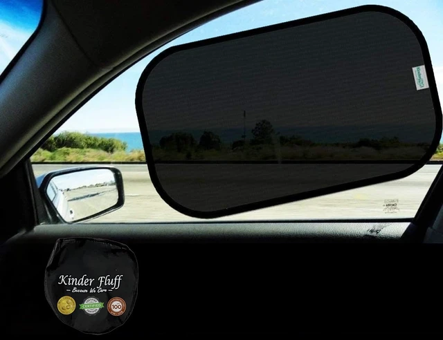 Alt view image 2 of 7 - Car Window Shades - Certified 99.79% UVA & 99.95% UVB Sun Protection | Award winning car sun shade side windows.4 Pack (2 Transparency options) 20" x 12" -window shade for car baby by Kinder Fluff