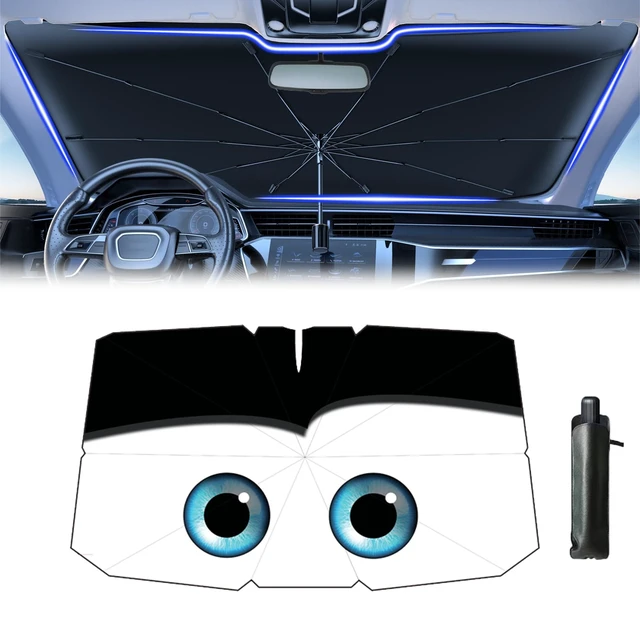 Alt view image 2 of 7 - Windshield Sun Shade 2025 Car Accessories 100% Blackout Car Front Windsow Shades Umbrella Automotive Sun Visor Block Heat Insulation Protection (Black Eyes)