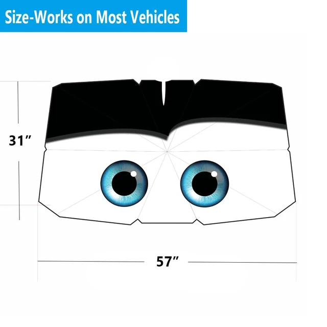 Alt view image 5 of 7 - Windshield Sun Shade 2025 Car Accessories 100% Blackout Car Front Windsow Shades Umbrella Automotive Sun Visor Block Heat Insulation Protection (Black Eyes)