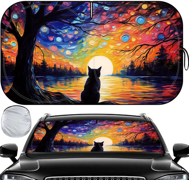 Main image of Windshield Sun Shade, Reflective Car Sunshade Blocks Heat, 57 x 31.5 in | Blocks Heat & UV, Fits Sedans, Mini SUVs, Hatchbacks, Easy Fold & Store, Protects Dashboard & Seats