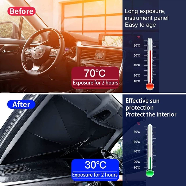 Alt view image 5 of 7 - Sedan SUV Car Sun Shade for Windshield, Blocks UV Rays & Sun Heat | 2026 Upgraded, Foldable Windshield Sun Shade, Sun Visor Protector, Keep Car Cool, Easy to Use/Store, 57''x 31''