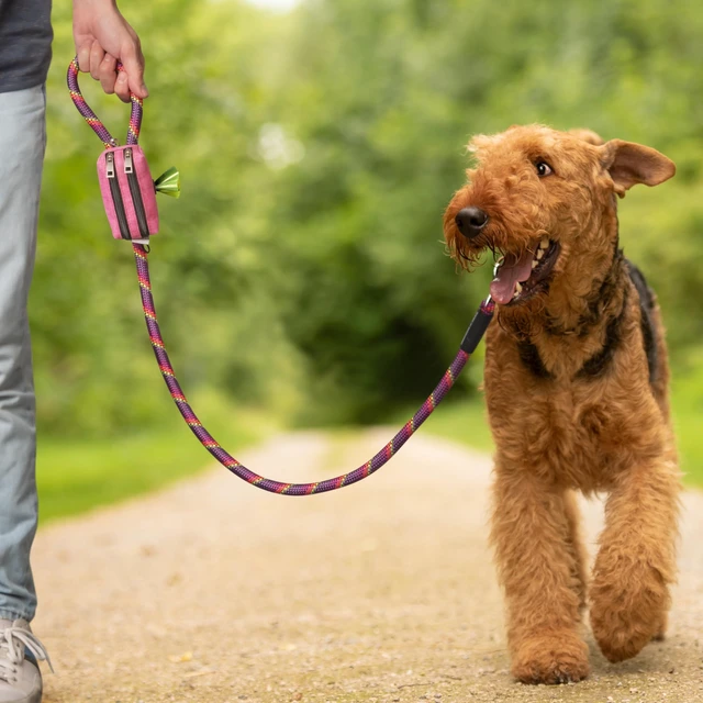 Alt view image 7 of 7 - Dog Poop Bag Holder for Leashes and Treat Holder with 2 Waterproof Pouches | Poop Bag Dispenser for Pet Waste Bags and Walking Accessories + 1 Free Roll