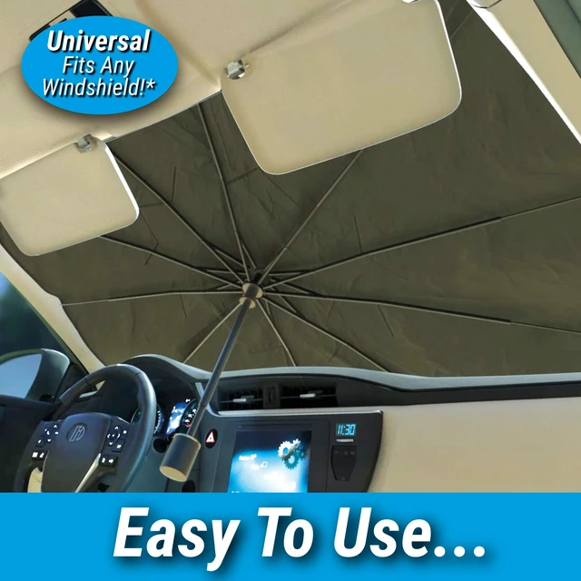 Alt view image 3 of 7 - Brella Shield Car Windshield Sun Shade by Arctic Air, 31 x 57 in | Blocks Sun to Help Keep Your Car Cooler | One Size Fits Most Windshields | As Seen on TV | Folds for Easy Storage