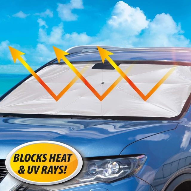 Alt view image 5 of 7 - Brella Shield Car Windshield Sun Shade by Arctic Air, 31 x 57 in | Blocks Sun to Help Keep Your Car Cooler | One Size Fits Most Windshields | As Seen on TV | Folds for Easy Storage
