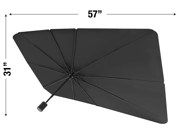 Alt view image 6 of 7 - Brella Shield Car Windshield Sun Shade by Arctic Air, 31 x 57 in | Blocks Sun to Help Keep Your Car Cooler | One Size Fits Most Windshields | As Seen on TV | Folds for Easy Storage