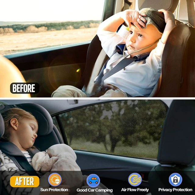 Alt view image 3 of 5 - Car Rear Side Window Shades,2 Pack Breathable Mesh Car Window Screens Sun Shades Covers for Camping,Fit for 96% of Cars, Block Sun Glare,UV Protection,Privacy Protection