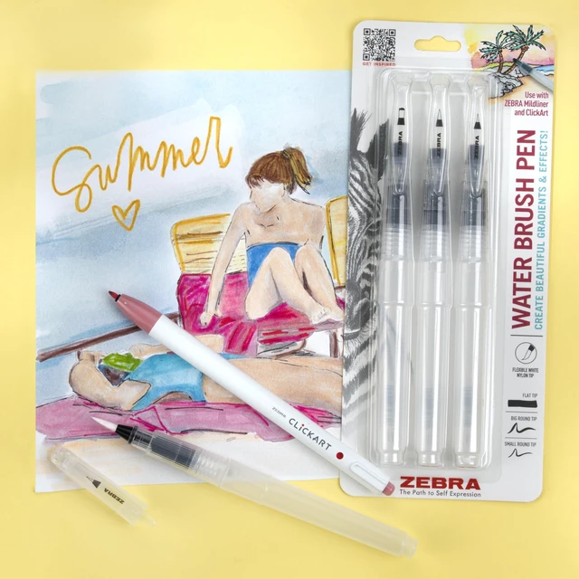 Alt view image 7 of 7 - Water Brush, Watercolor Flexible Nylon Brush Tip Pen, 0.6mm, 3-Pk | Refillable with Water, Ideal Tool for Watercolor Painting and Coloring, Set of 3, Small and Large Size (79323)