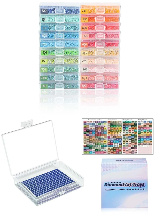Main image of Diamond Art Trays With Lids, 20PCS Diamond Painting Trays, Gift Box | 20PCS Diamond Painting Trays with Lids Diamond Art Storage, Gift Box Diamond Painting Accessories for Diamond Art Beads