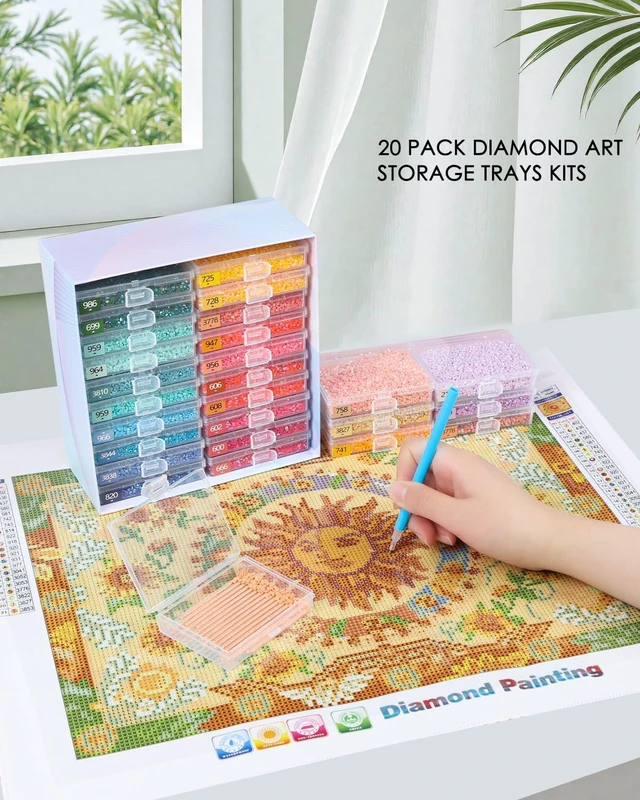 Alt view image 2 of 6 - Diamond Art Trays With Lids, 20PCS Diamond Painting Trays, Gift Box | 20PCS Diamond Painting Trays with Lids Diamond Art Storage, Gift Box Diamond Painting Accessories for Diamond Art Beads