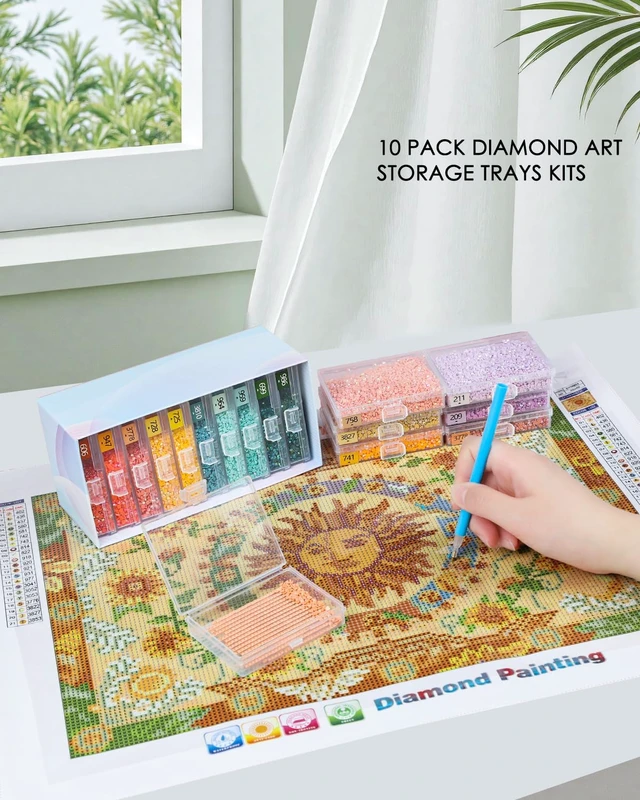 Alt view image 2 of 6 - Diamond Art Trays With Lids, 10PCS Diamond Painting Trays, Gift Box | 10PCS Diamond Painting Trays with Lids Diamond Art Storage, Gift Box Diamond Painting Accessories for Diamond Art Beads