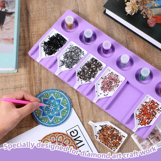 Alt view image 4 of 7 - Diamond Tray, 6 Slots Tray Paint Tool Art Crafts Diamond Trays Tools Kits Plastic Sorting Organizer Art Storage Drawing Accessories Kit for Rhinestones DIY