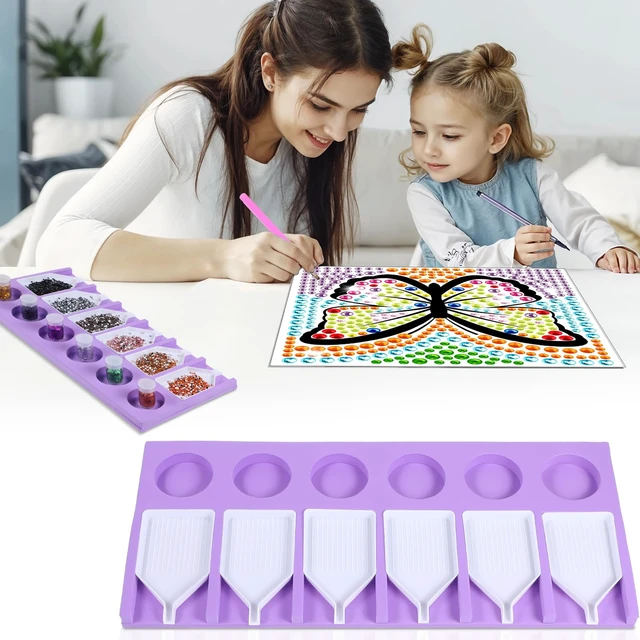 Alt view image 2 of 7 - Diamond Tray, 6 Slots Tray Paint Tool Art Crafts Diamond Trays Tools Kits Plastic Sorting Organizer Art Storage Drawing Accessories Kit for Rhinestones DIY