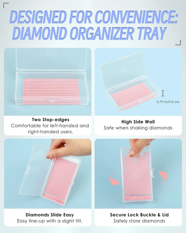 Alt view image 5 of 7 - 8PCS Extra Large Diamond Painting Storage Containers Trays | 2-in-1 design keeps diamond art beads organized. Provides bead storage and line-up, with a box package for a tidy workspace.