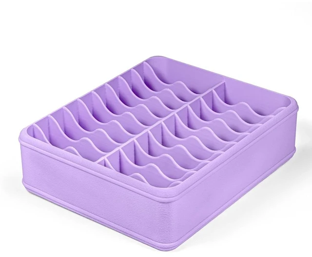 Main image of 3D Printed 20 Grids Diamond Painting Bag Organizer, Multi Slot Drill Bags Storage Tray, Spill Proof Stand Upright Portable Desktop Craft Storage Caddy for Small Diamond Art Accessories-Purple