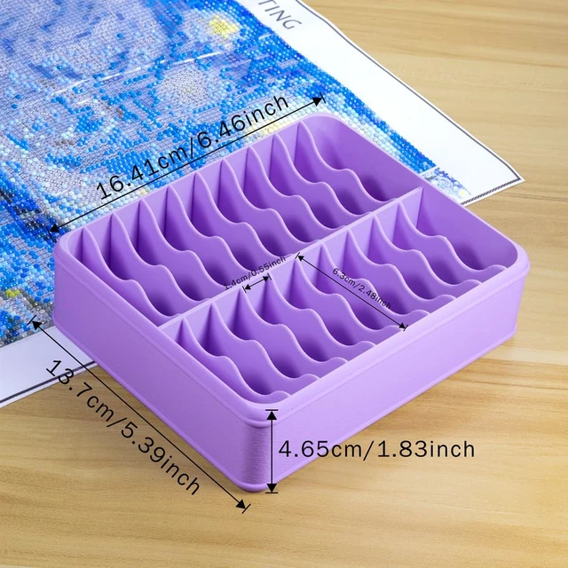 Alt view image 2 of 5 - 3D Printed 20 Grids Diamond Painting Bag Organizer, Multi Slot Drill Bags Storage Tray, Spill Proof Stand Upright Portable Desktop Craft Storage Caddy for Small Diamond Art Accessories-Purple