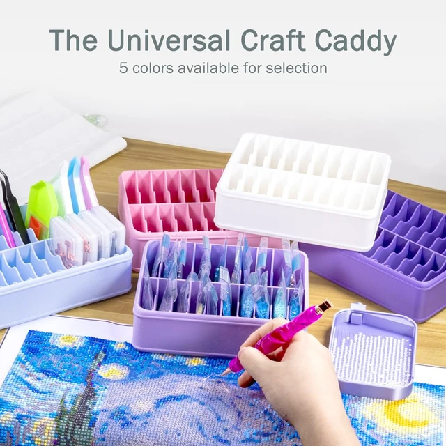 Alt view image 4 of 5 - 3D Printed 20 Grids Diamond Painting Bag Organizer, Multi Slot Drill Bags Storage Tray, Spill Proof Stand Upright Portable Desktop Craft Storage Caddy for Small Diamond Art Accessories-Purple