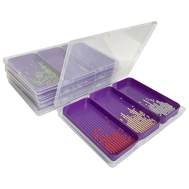 Alt view image 3 of 6 - Diamond Painting Trays with Lids, 3 Pack Diamond Painting Trays with Storage Containers, 2-in-1 Diamond Art Storage and Diamond Art Trays, Diamond Painting Tools for Adults