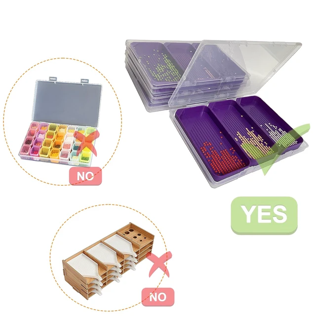 Alt view image 5 of 6 - Diamond Painting Trays with Lids, 3 Pack Diamond Painting Trays with Storage Containers, 2-in-1 Diamond Art Storage and Diamond Art Trays, Diamond Painting Tools for Adults