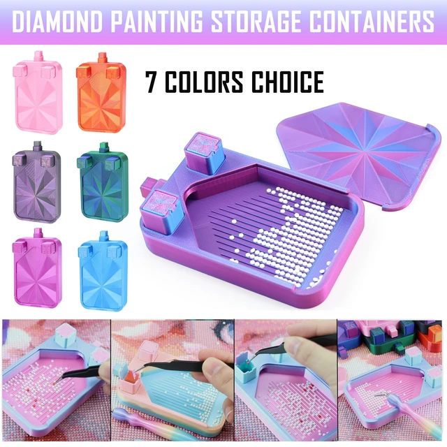 Alt view image 5 of 7 - Diamond Painting Tray with Lid and Tweezer, Rhinestone Storage Tray with Lid & 2 Storage Bucket Design, Easy Pour Bead Tray, Diamond Art Kits for Adults, Diamond Art Accessories Tools (Black Purple)