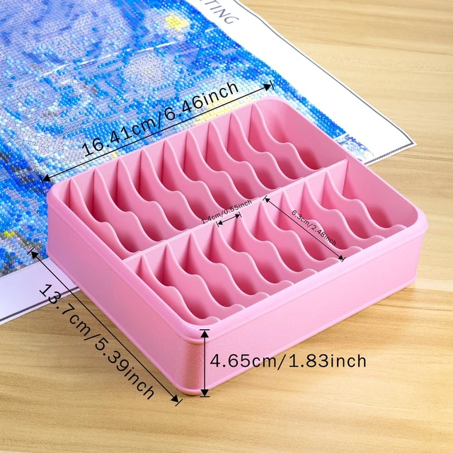 Alt view image 2 of 5 - 3D Printed 20 Grids Diamond Painting Bag Organizer, Multi Slot Drill Bags Storage Tray, Spill Proof Stand Upright Portable Desktop Craft Storage Caddy for Small Diamond Art Accessories -Pink