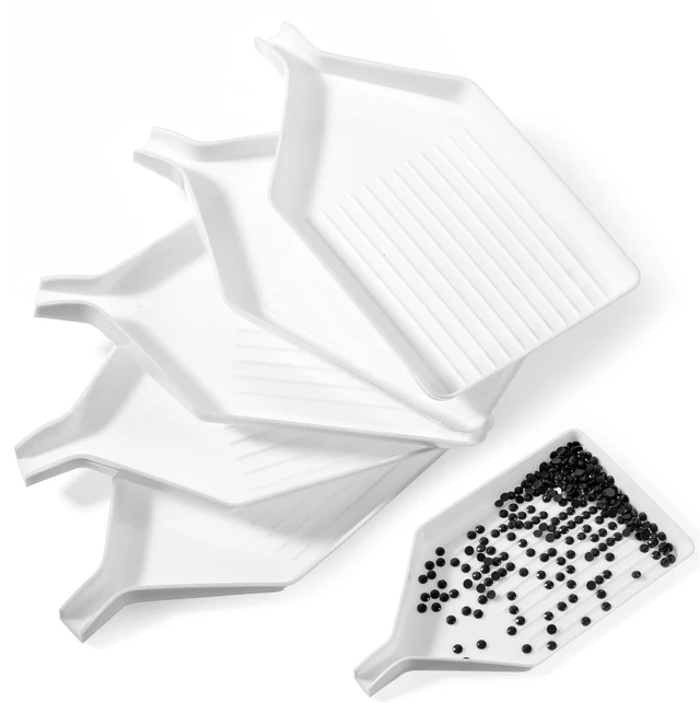 Main image of Diamond Art Trays, 6 Pcs White Bead Rhinestone Sorting Tray | Bead Organizer for Rhinestones, Sturdy Plastic, Quick Sorting, Accessories for DIY Crafts
