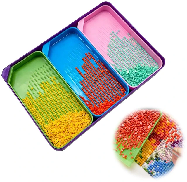 Main image of 4PCS Diamond Art Trays, Rhinestone Tray Organizer, Diamond Art Storage Containers Kit, Sorting Tray for DIY Crafts Rhinestone Beads, Diamond Painting Tools Accessories