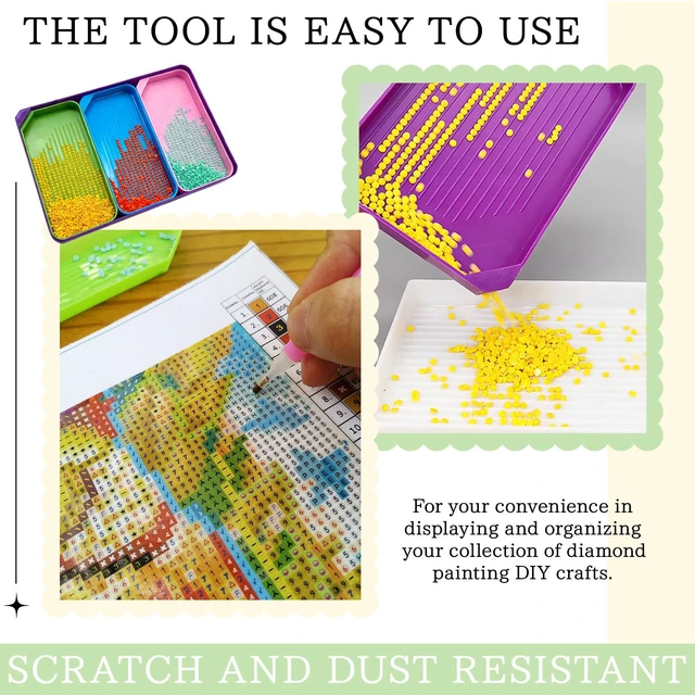 Alt view image 4 of 7 - 4PCS Diamond Art Trays, Rhinestone Tray Organizer, Diamond Art Storage Containers Kit, Sorting Tray for DIY Crafts Rhinestone Beads, Diamond Painting Tools Accessories