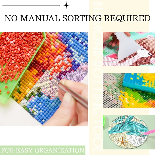Alt view image 3 of 7 - 4PCS Diamond Art Trays, Rhinestone Tray Organizer, Diamond Art Storage Containers Kit, Sorting Tray for DIY Crafts Rhinestone Beads, Diamond Painting Tools Accessories