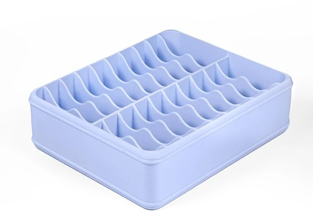 Main image of 3D Printed 20 Grids Diamond Painting Bag Organizer, Multi Slot Drill Bags Storage Tray, Spill Proof Stand Upright Portable Desktop Craft Storage Caddy for Small Diamond Art Accessories -Blue