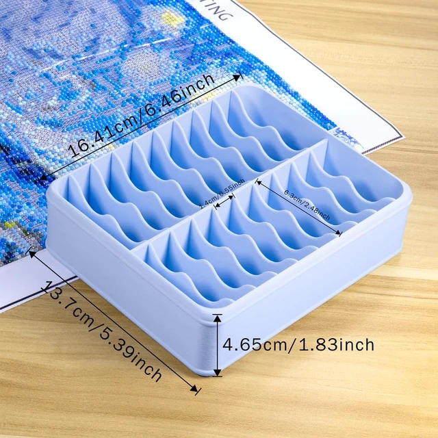 Alt view image 2 of 5 - 3D Printed 20 Grids Diamond Painting Bag Organizer, Multi Slot Drill Bags Storage Tray, Spill Proof Stand Upright Portable Desktop Craft Storage Caddy for Small Diamond Art Accessories -Blue