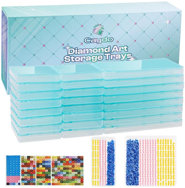 Main image of 40 PCS Diamond Painting Storage Containers Trays wit Lids, 3 Size | 4 in 1 Functional Diamond Painting Trays, Multi-Slot Design System, Static-Free Deep Groove Design, Organizer for Diamond Art