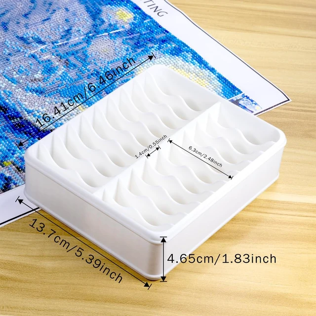 Alt view image 2 of 5 - 3D Printed 20 Grids Diamond Painting Bag Organizer, Multi Slot Drill Bags Storage Tray, Spill Proof Stand Upright Portable Desktop Craft Storage Caddy for Small Diamond Art Accessories -White