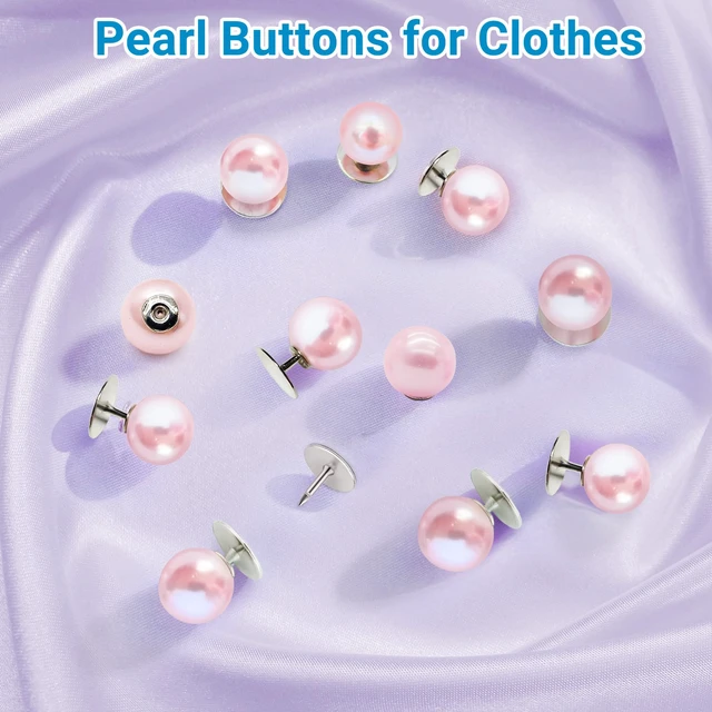 Alt view image 6 of 6 - 30 Sets Pearl Buttons No Sew Buttons for Clothes, 10mm Pearl Brooch Pins Reusable for Women, White Safety Pins for Dresses, Shirts, DIY Crafts, Fashion Decorative Accessories