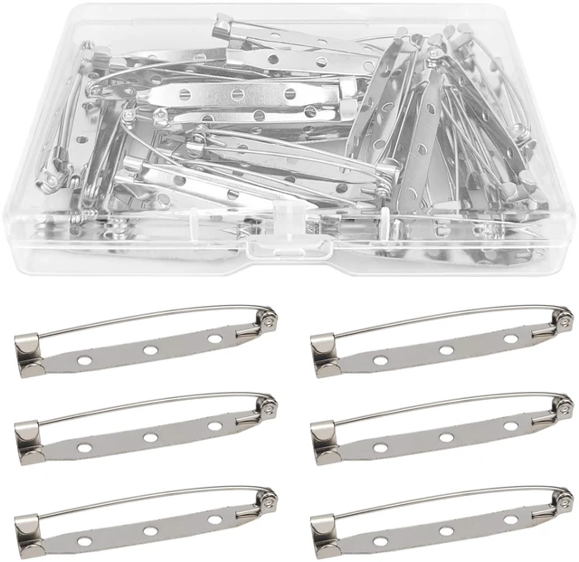Main image of 50 Pcs Silver Bar Pins, Safety Pins - Secure Back Clasp - Reliable Brooch Pins for Various Uses Locking Pins Backs Safety Clasp Brooch (45MM, Silver)