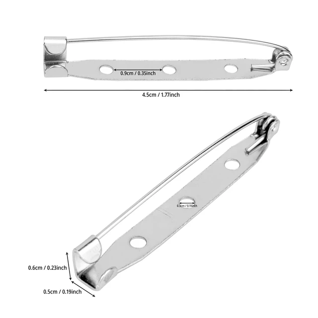 Alt view image 2 of 7 - 50 Pcs Silver Bar Pins, Safety Pins - Secure Back Clasp - Reliable Brooch Pins for Various Uses Locking Pins Backs Safety Clasp Brooch (45MM, Silver)