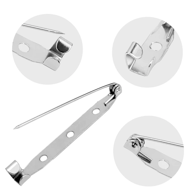 Alt view image 3 of 7 - 50 Pcs Silver Bar Pins, Safety Pins - Secure Back Clasp - Reliable Brooch Pins for Various Uses Locking Pins Backs Safety Clasp Brooch (45MM, Silver)