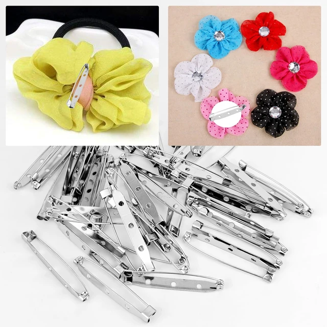 Alt view image 5 of 7 - 50 Pcs Silver Bar Pins, Safety Pins - Secure Back Clasp - Reliable Brooch Pins for Various Uses Locking Pins Backs Safety Clasp Brooch (45MM, Silver)